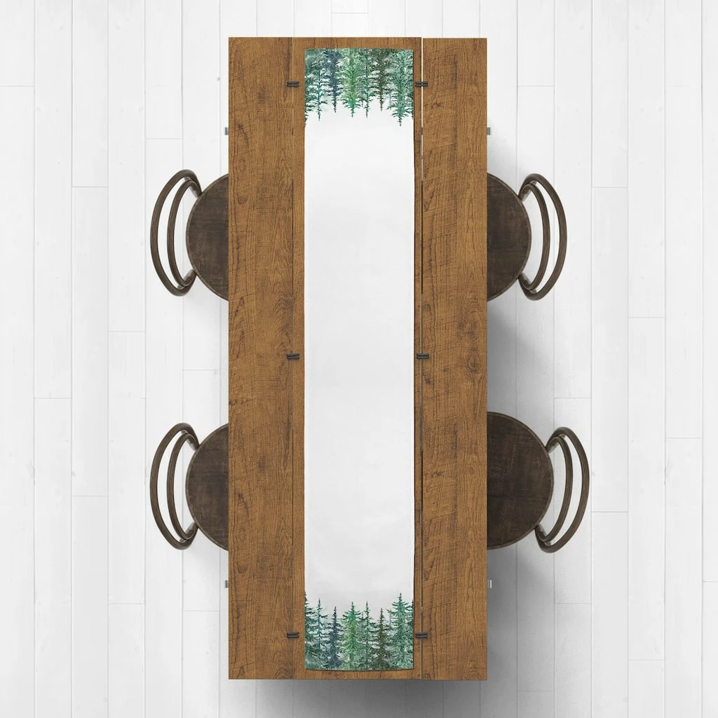 Best Sale π 90" Winter Watercolor Pine Forest Poly Twill Table Runner by Designs Direct β - Image 2