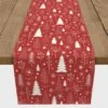 Promo 🔥 72" Winter Tree Pattern Red Poly Twill Table Runner by Designs Direct 😍