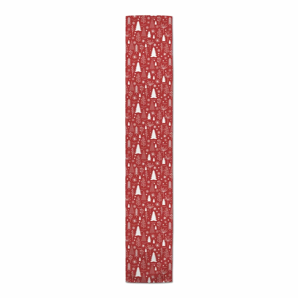 Promo π₯ 72" Winter Tree Pattern Red Poly Twill Table Runner by Designs Direct π - Image 3