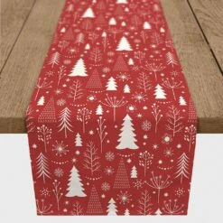 Top 10 🌟 90" Winter Tree Pattern Red Poly Twill Table Runner by Designs Direct 🤩