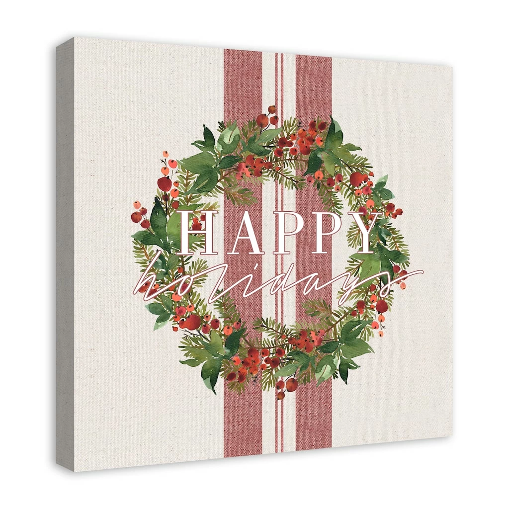 Best deal β Happy Holidays Wreath Canvas Wall Art by Designs Direct β - Image 2