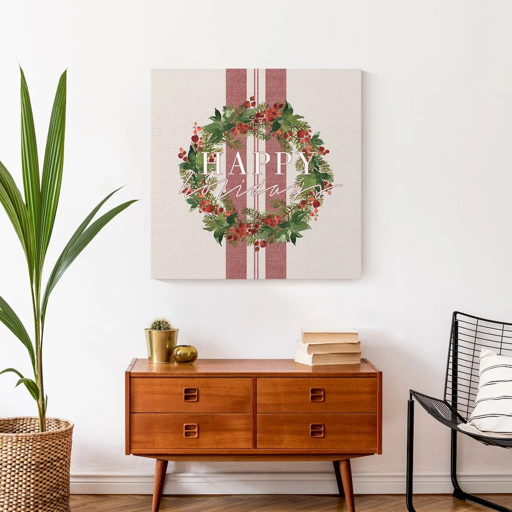 Best deal β Happy Holidays Wreath Canvas Wall Art by Designs Direct β - Image 4
