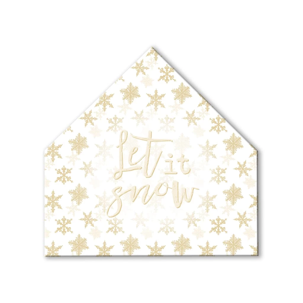 Discount π Cream & Gold Snowflakes House Shaped Canvas Wall Art by Designs Direct π