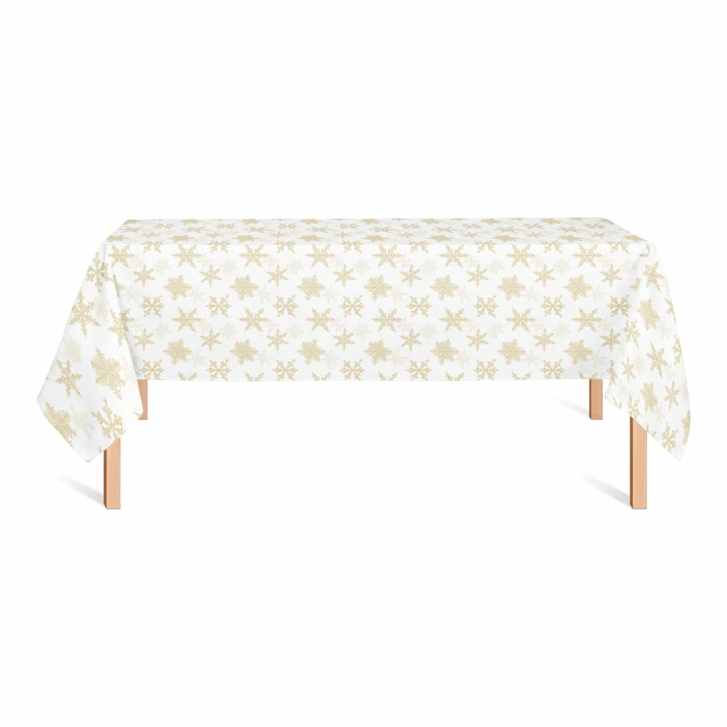 Best deal π 102" Cream Snowflakes Tablecloth by Designs Direct π - Image 2