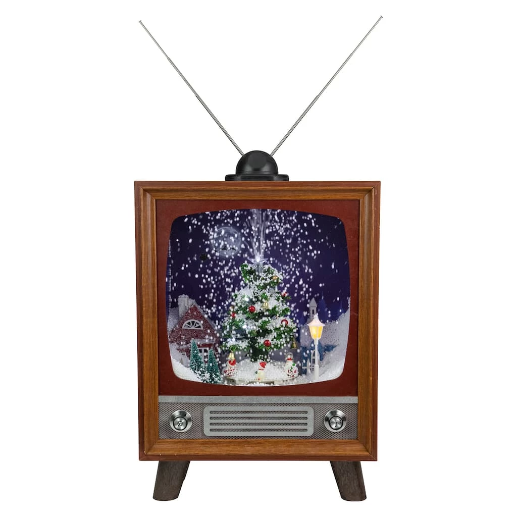 Outlet ๐ฏ 21" LED Lighted Musical Snowing ๐ Christmas Tree TV Set Decoration by Northlight ๐คฉ