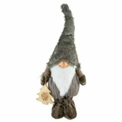 New 👏 33" Gray & White Woodland Gnome with Striped Pants ❄ Christmas Figurine by Northlight 💯