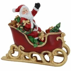 Deals 🔥 9.5" Red & Gold Waving Santa Sitting in a Sleigh 🎄 Christmas Decoration by Northlight 🛒