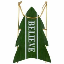 Deals 🤩 18.25'' Green Wooden Believe 🔔 Christmas Snow Sled Decoration by Northlight ✔️