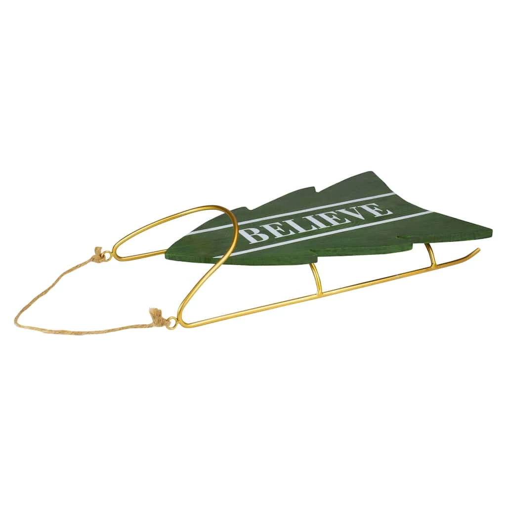 Deals π€© 18.25'' Green Wooden Believe π Christmas Snow Sled Decoration by Northlight βοΈ - Image 2