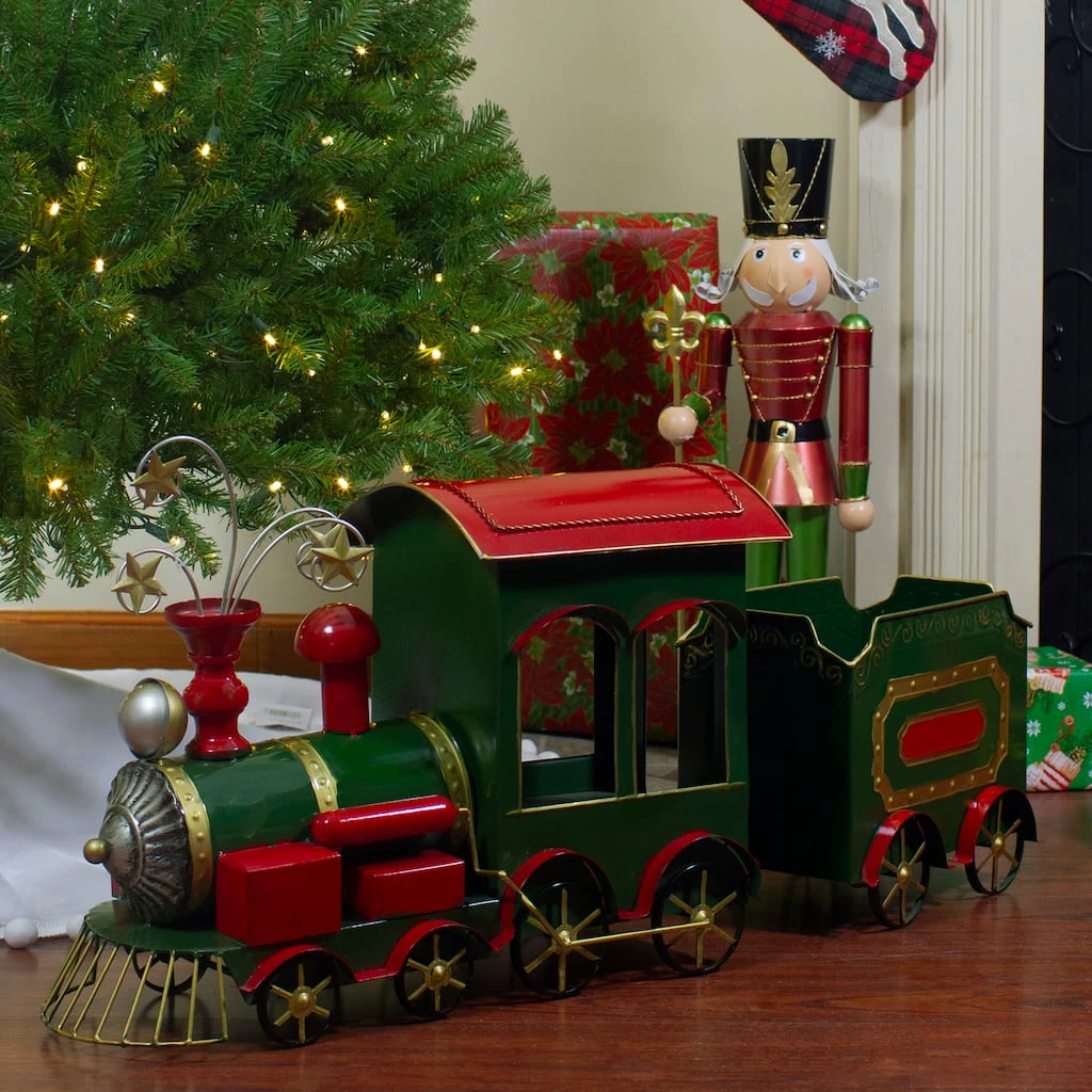 Hot Sale ๐ 34'' Green, Red and Gold Metal Train Figurine Tabletop ๐ Christmas Decoration by Northlight ๐ - Image 2