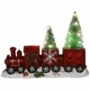 Discount 🔥 12'' Red and Gold 🔔 Christmas Train with LED Lighted Frosted Trees Tabletop Decoration by Northlight 🔔