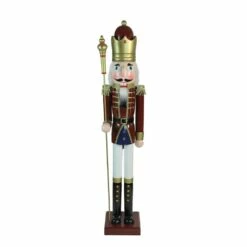 Flash Sale ⭐ 48'' Brown and White Wooden ❄ Christmas Nutcracker King with Scepter Decoration by Northlight 👏