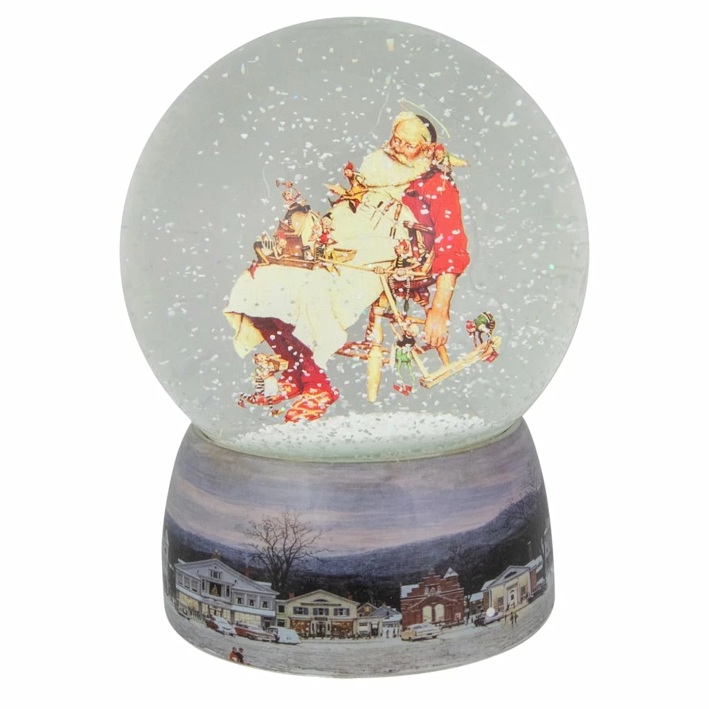 Hot Sale ๐ 6.5" Norman Rockwell Santa and His Helpers โ Christmas Snow Globe by Northlight ๐