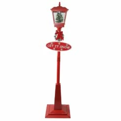 Cheap 🧨 70.75" Musical Red Holiday Street Lamp with 🎁 Christmas Tree Snowfall Lantern by Northlight 😉
