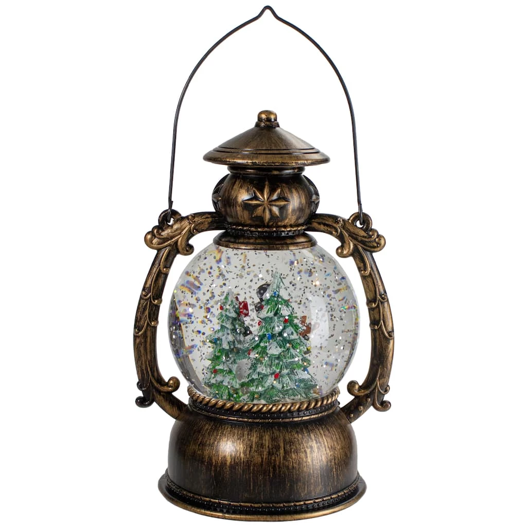 Promo ✨ 8" Black with Brushed Gold LED Snowman & 🔔 Christmas Trees Snow Globe Lantern by Northlight 🛒 - Image 3