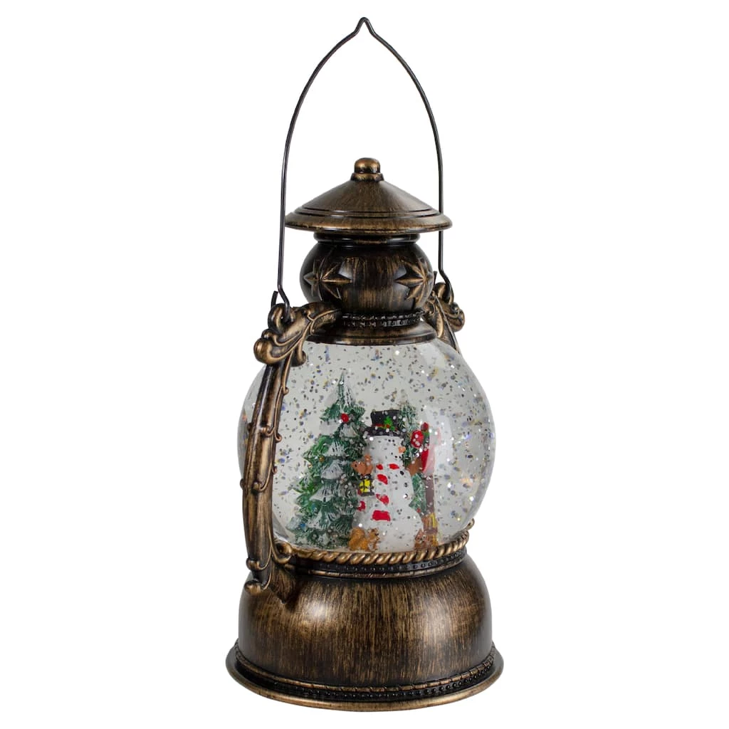 Promo ✨ 8" Black with Brushed Gold LED Snowman & 🔔 Christmas Trees Snow Globe Lantern by Northlight 🛒 - Image 5