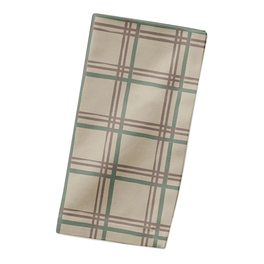 Promo ⌛ Holiday Plaid on Brown Cotton Twill Napkin by Designs Direct ✨ - Image 2