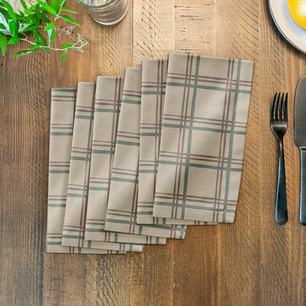 Promo ⌛ Holiday Plaid on Brown Cotton Twill Napkin by Designs Direct ✨ - Image 3