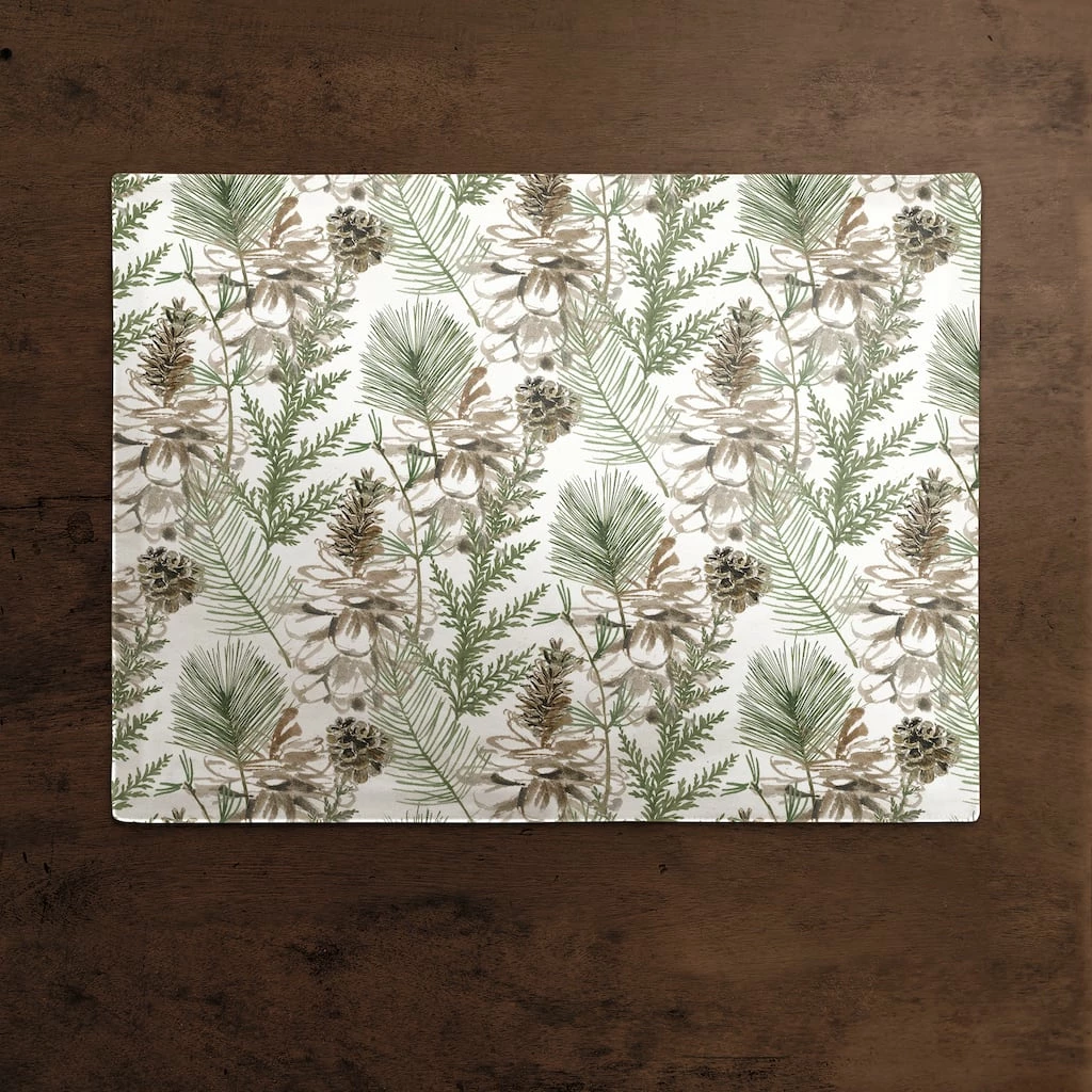 Best Pirce ๐ Pine Cones & Greenery on White Cotton Twill Placemat by Designs Direct ๐คฉ - Image 2
