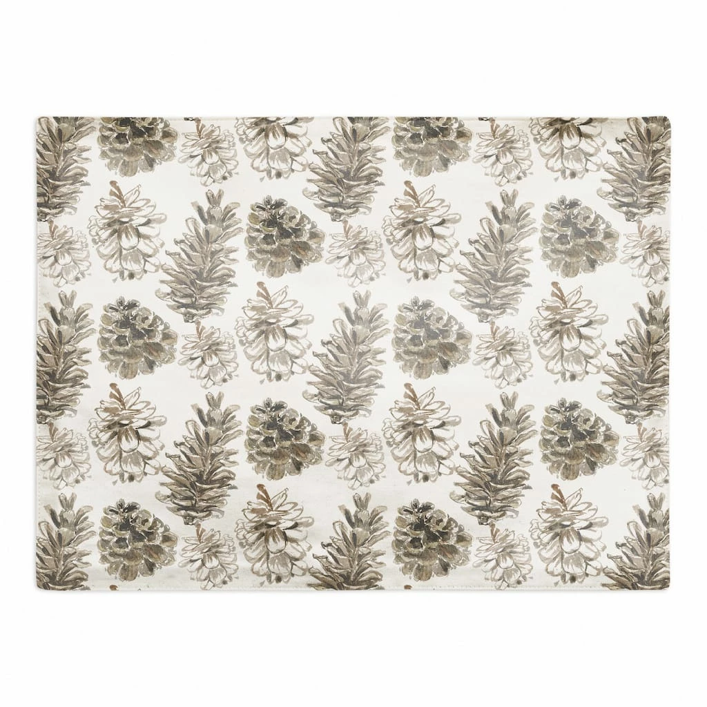 Wholesale 💯 Pine Cones on White Cotton Twill Placemat by Designs Direct 🤩
