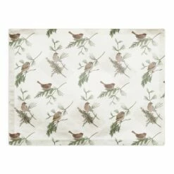 Discount ๐ Pine Birds on White Cotton Twill Placemat by Designs Direct ๐