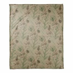 Hot Sale 😍 Pinecones & Greenery on Brown Coral Fleece Blanket by Designs Direct 😍
