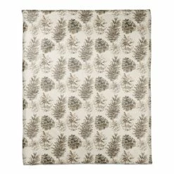 New 💯 Pinecones on White Coral Fleece Blanket by Designs Direct 🔥
