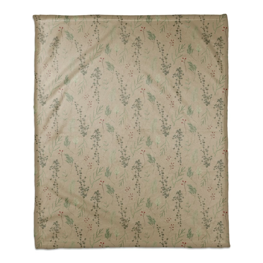 Deals ๐คฉ Pine Greenery on Brown Coral Fleece Blanket by Designs Direct ๐ฅฐ