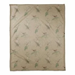 Discount ⭐ Pine & Birds on Brown Coral Fleece Blanket by Designs Direct ✨
