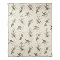 Brand new ⭐ Pine & Birds on White Coral Fleece Blanket by Designs Direct ❤️