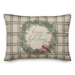 Brand new ⭐ Happy Holidays Plaid Rectangle Throw Pillow by Designs Direct 🎁