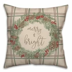 Wholesale ๐ Merry & Bright Plaid Square Throw Pillow by Designs Direct ๐