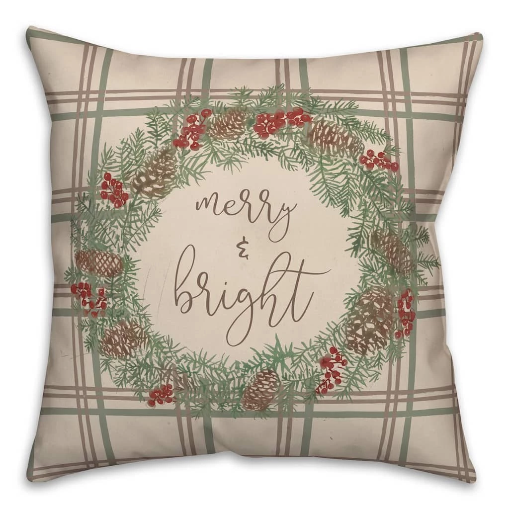 Wholesale 👍 Merry & Bright Plaid Square Throw Pillow by Designs Direct 🌟 - Image 2