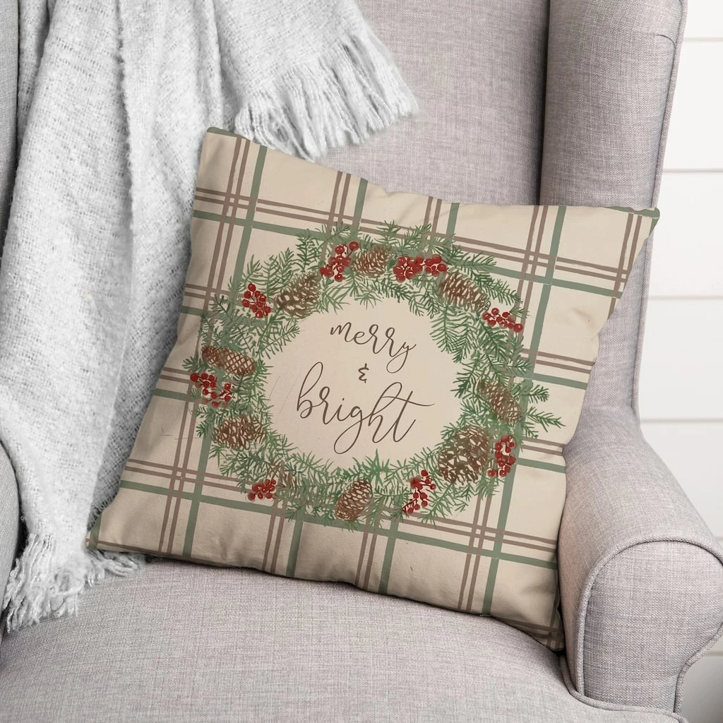 Wholesale 👍 Merry & Bright Plaid Square Throw Pillow by Designs Direct 🌟 - Image 3