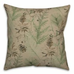 Cheapest β Pinecones & Greenery on Brown Square Throw Pillow by Designs Direct π