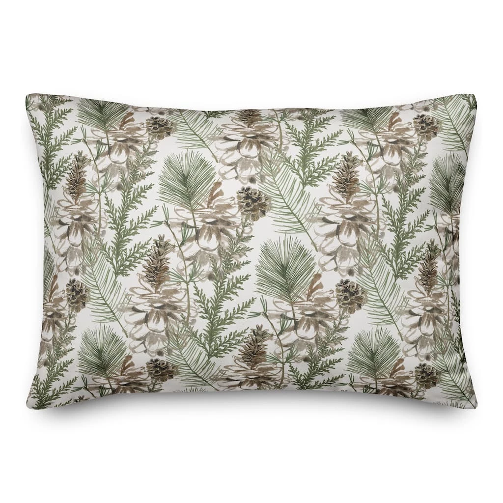 Brand new ๐ Pinecones & Greenery on White Rectangle Throw Pillow by Designs Direct ๐งจ