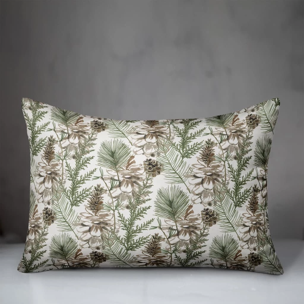 Brand new ๐ Pinecones & Greenery on White Rectangle Throw Pillow by Designs Direct ๐งจ - Image 3