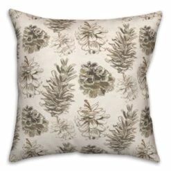 Best Pirce 👏 Pinecones on White Square Throw Pillow by Designs Direct ✨