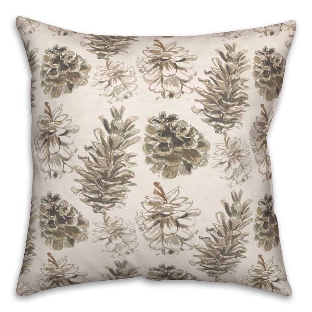 Best Pirce 👏 Pinecones on White Square Throw Pillow by Designs Direct ✨ - Image 2