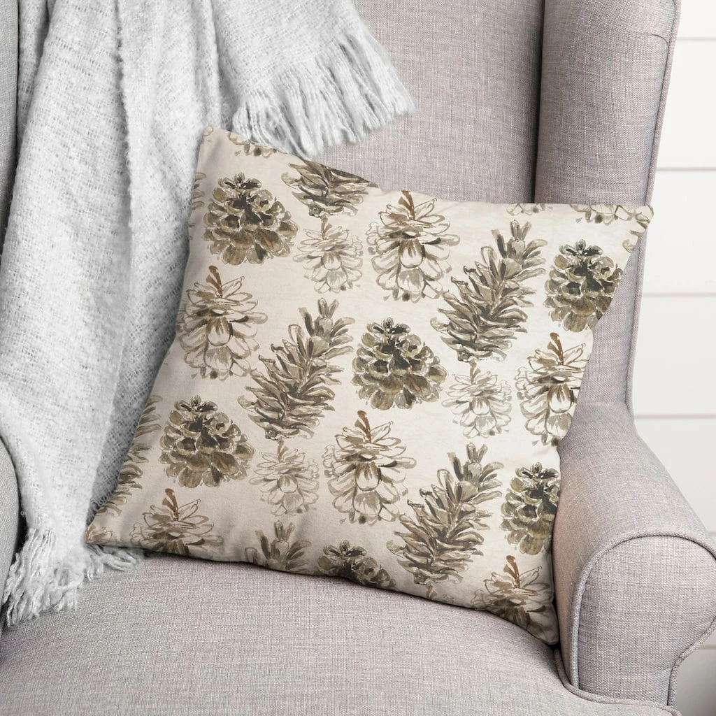 Best Pirce 👏 Pinecones on White Square Throw Pillow by Designs Direct ✨ - Image 3