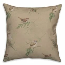 Flash Sale 🤩 Brown Pine & Birds Throw Pillow by Designs Direct 🎁