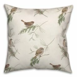 Best Sale ๐ White Pine & Birds Throw Pillow by Designs Direct โ