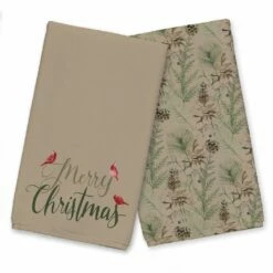 Outlet ✨ Brown Merry 🎄 Christmas Cardinal Tea Towel Set by Designs Direct 🥰