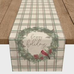 Buy ❤️ 90" Happy Holidays Plaid Cotton Twill Runner by Designs Direct ⭐