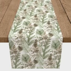 Outlet 😍 90" Pinecones & Greenery Cotton Twill Runner by Designs Direct 🛒
