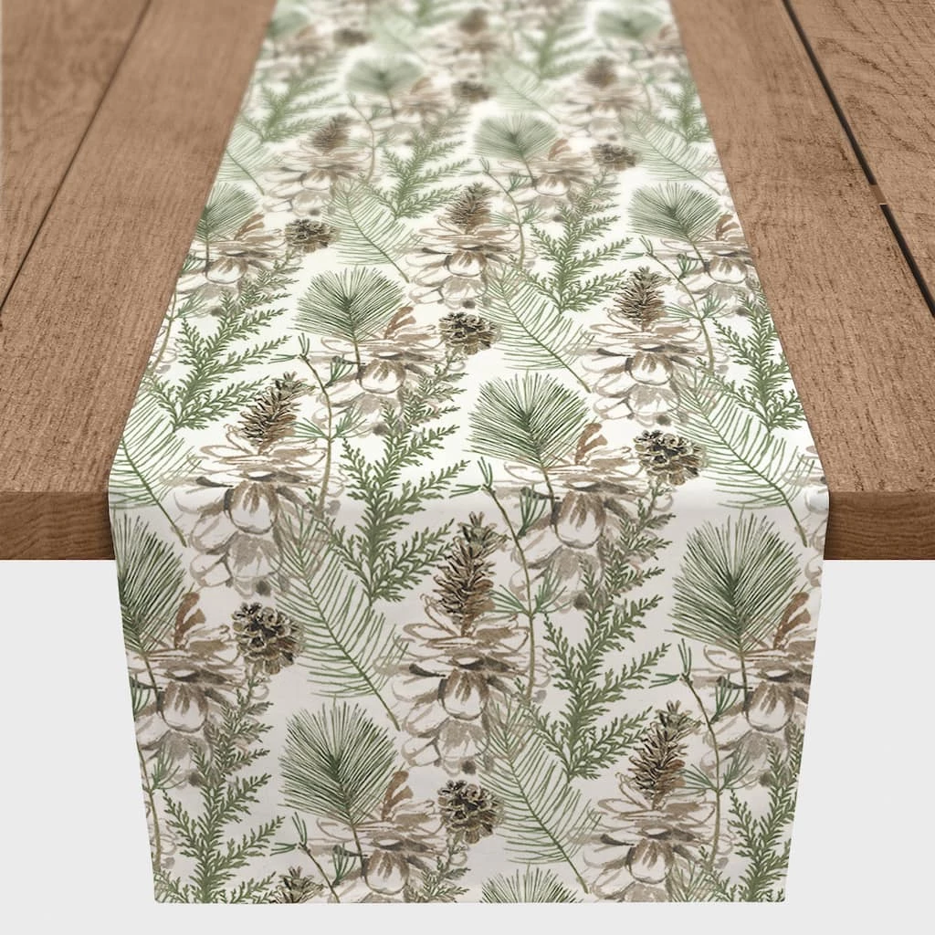 Outlet 😍 90" Pinecones & Greenery Cotton Twill Runner by Designs Direct 🛒