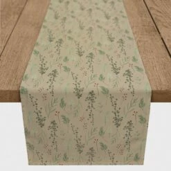 Discount 👏 90" Brown Holiday Greenery Cotton Twill Runner by Designs Direct 😀