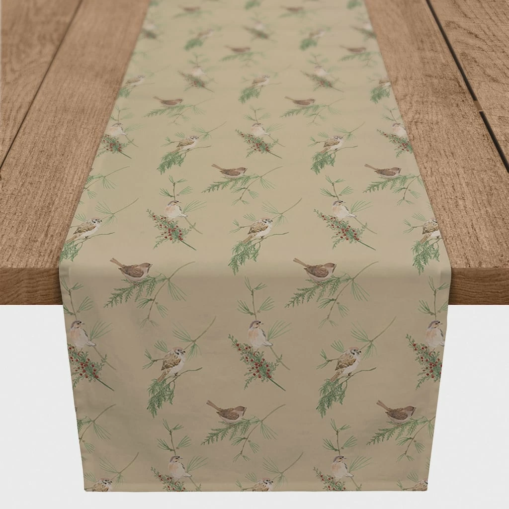 Flash Sale ⭐ 72" Brown Pine & Birds Cotton Twill Runner by Designs Direct 🔔