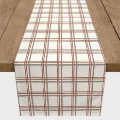 Deals 😍 72" White & Red Holiday Plaid Cotton Twill Runner by Designs Direct 😍
