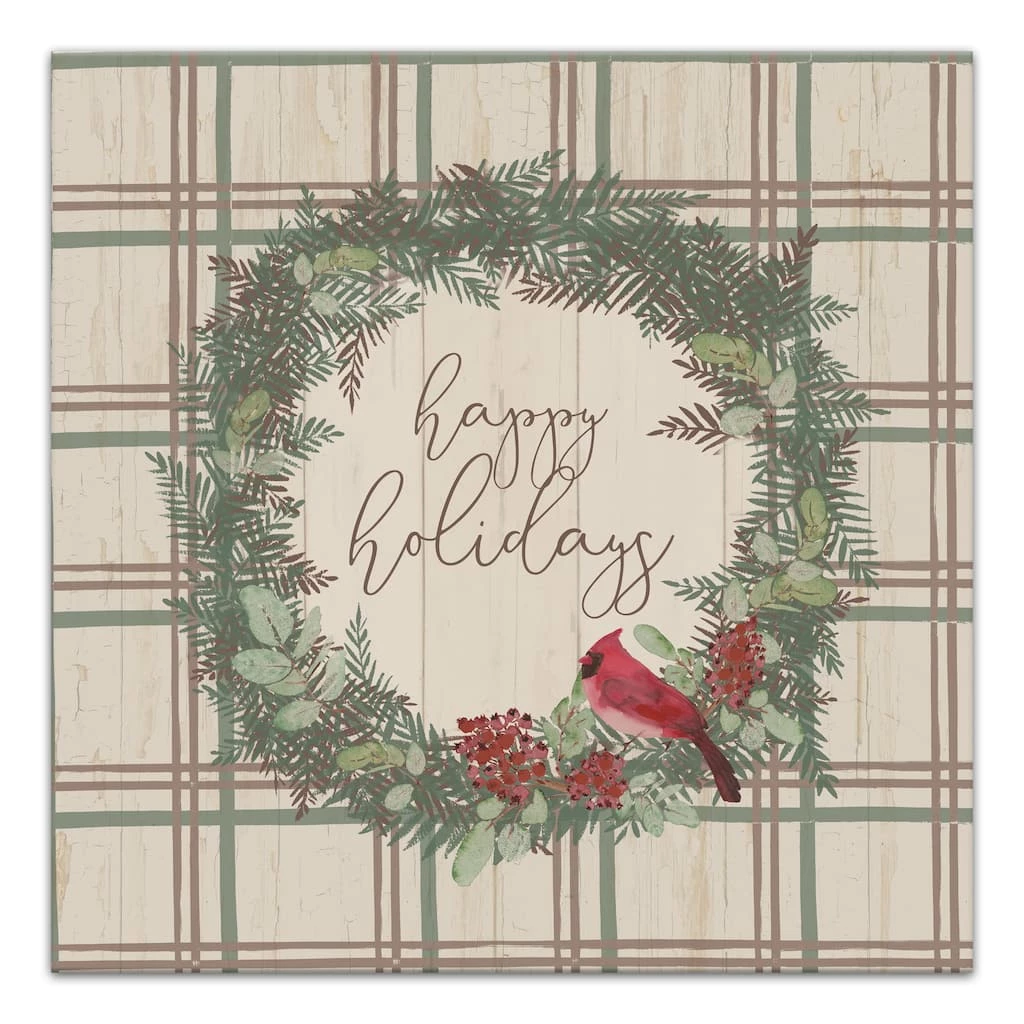 Budget π Happy Holidays Plaid Canvas Wall Art by Designs Direct π